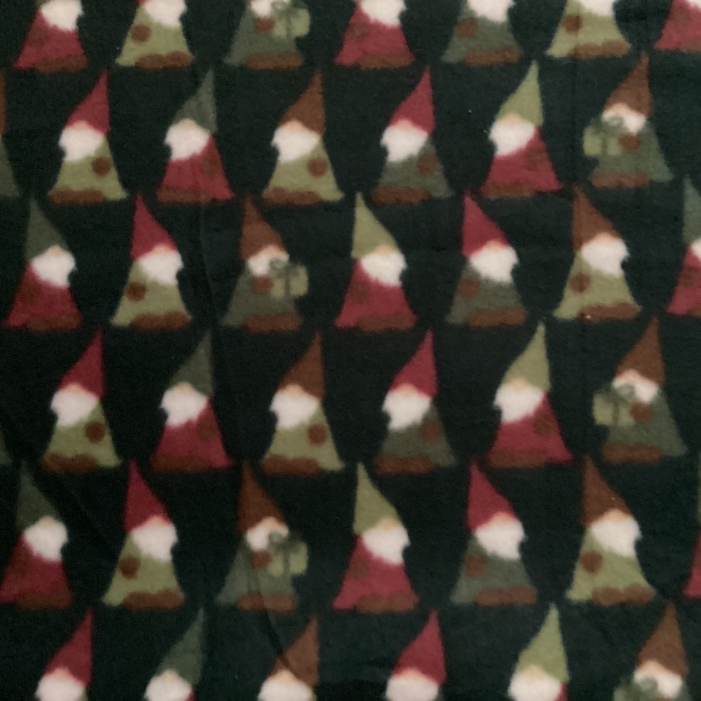Handmade fleece tie blanket -  Size 36”x 53”   Christmas Gnomes Green Burgundy